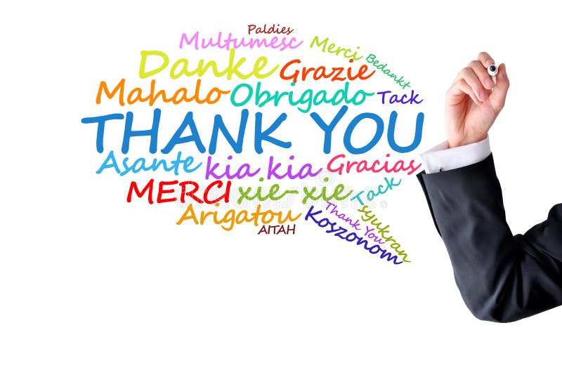 Thank you message in different languages stock images