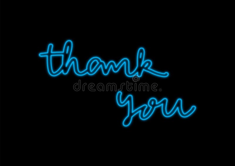 Thank You Neon Lettering on Black Background Stock Vector - Illustration of  neon, lettering: 151772775