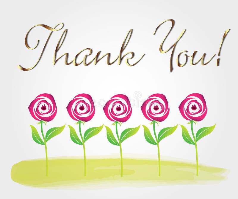 Thank you rose flowers greetings card vectOr