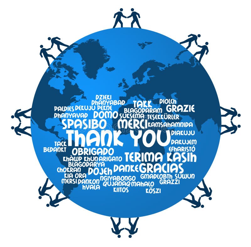 Thank you in several world languages. Compliments people illustrations