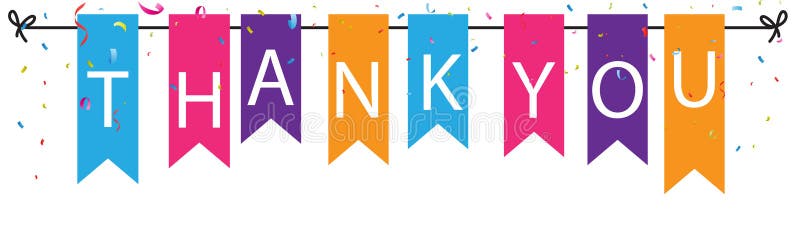Thank you sign with colorful bunting flags royalty free illustration Thank you sign with colorful bunting flags royalty free illustration