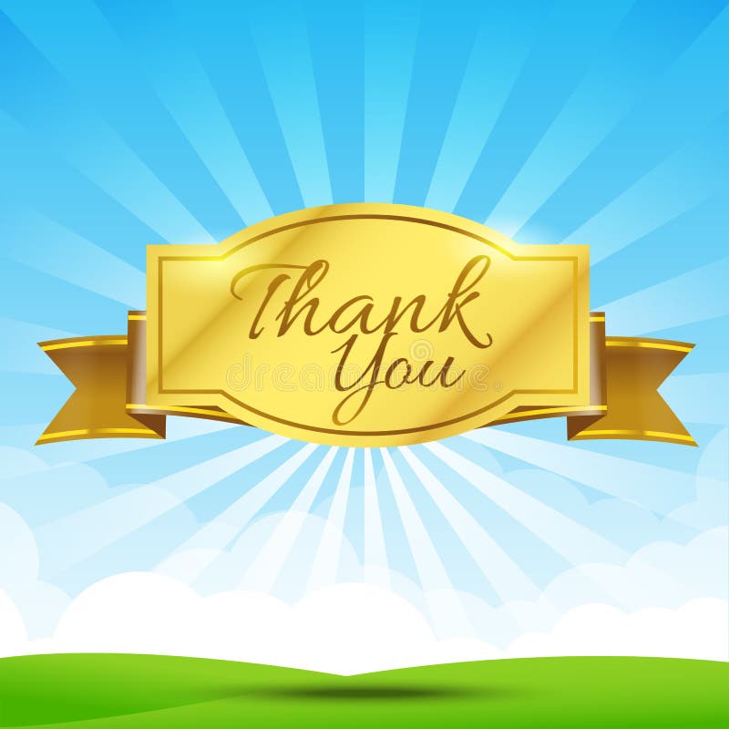 Thank You Text with Tag Ribbon on the Nature Background 002 Stock