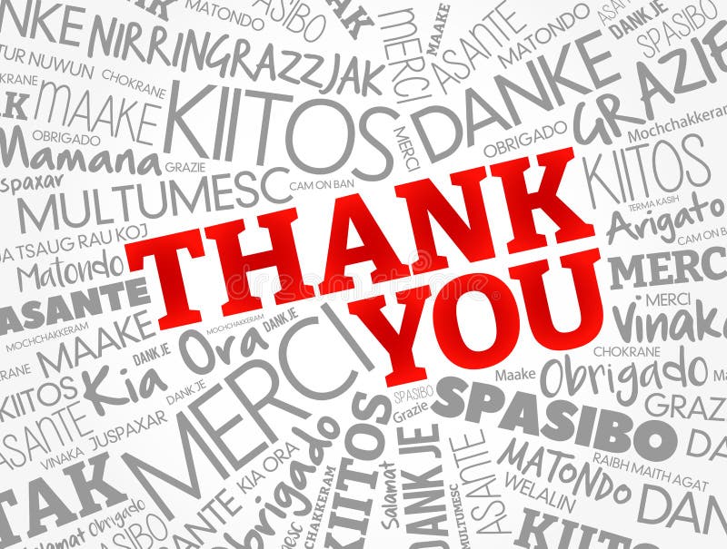 Thank You Word Cloud concept background in many languages stock illustration
