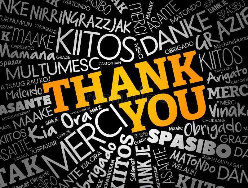 Thank You Word Cloud concept background in many languages royalty free illustration