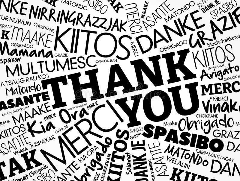 Thank You Word Cloud concept background in many languages royalty free illustration