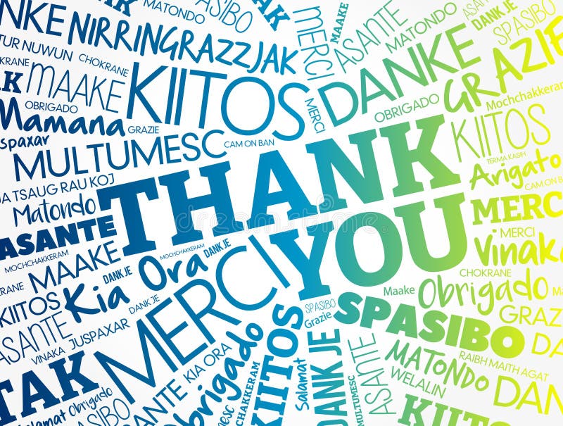 Thank You Word Cloud concept background in many languages royalty free illustration