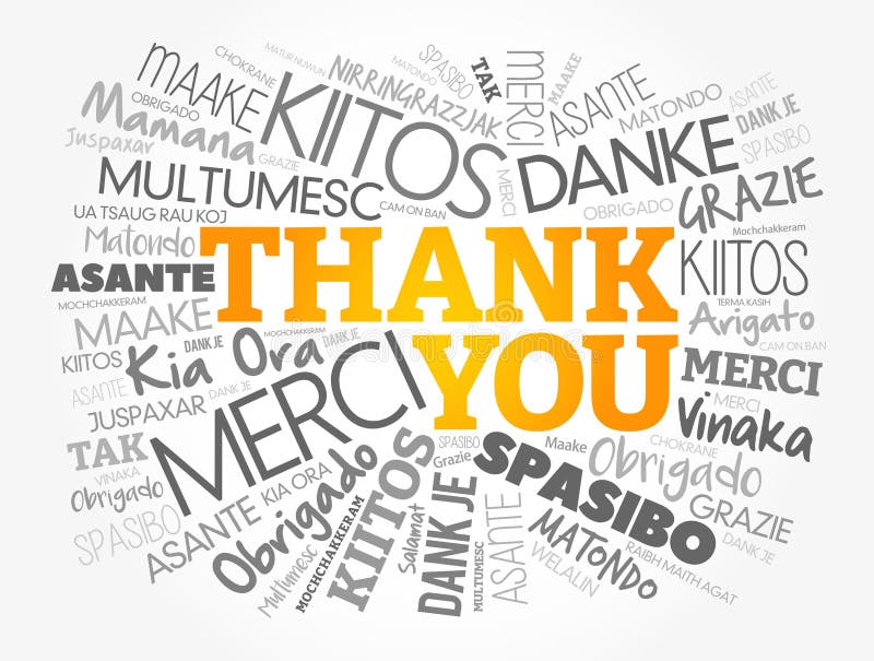Thank You Word Cloud concept background in many languages royalty free illustration