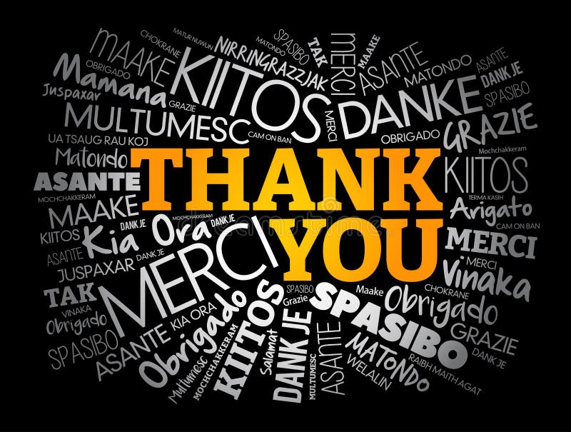 Thank You Word Cloud concept background in many languages vector illustration