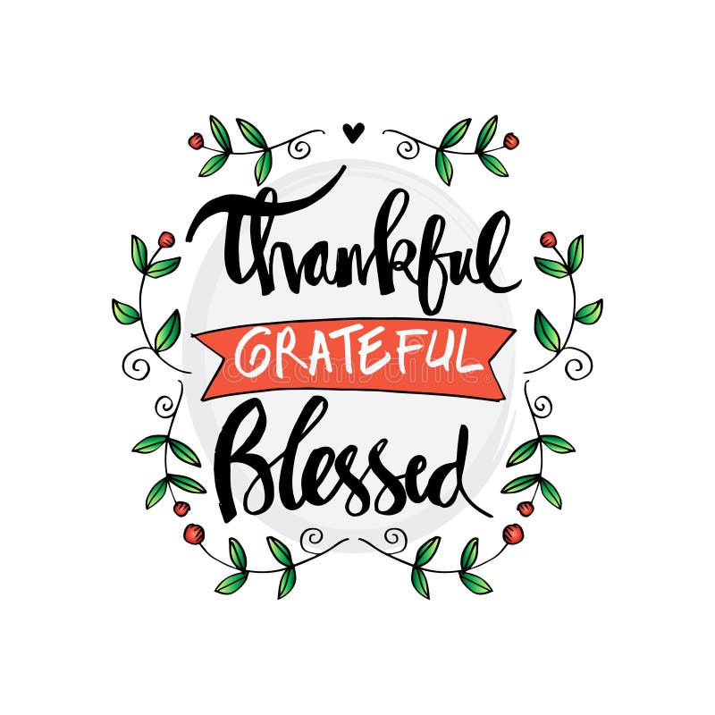 Download Thankful Grateful Blessed Lettering Stock Illustration ...