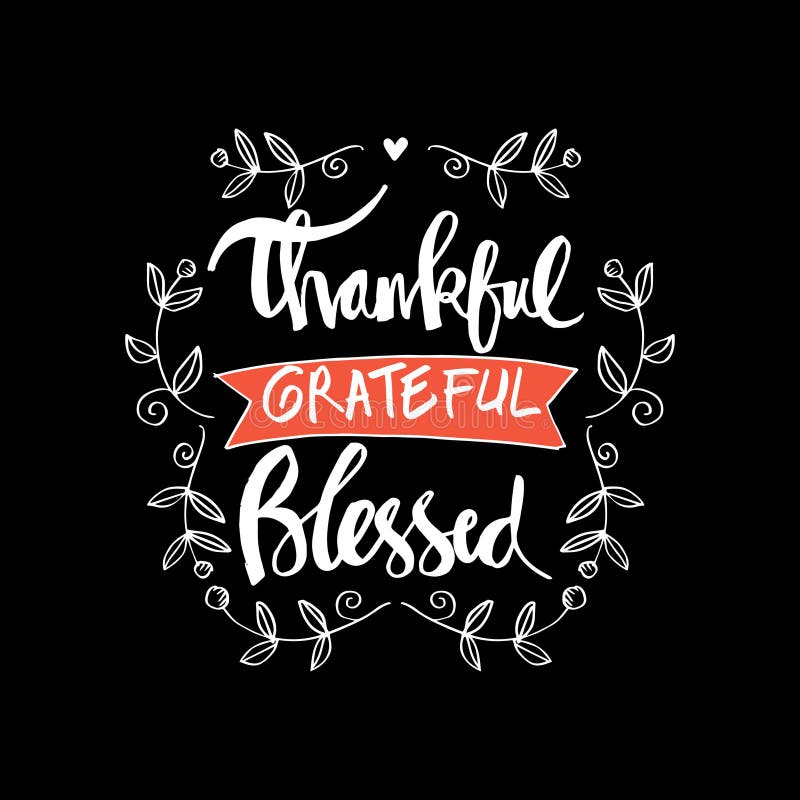 Download Thankful Grateful Blessed Lettering Stock Vector ...