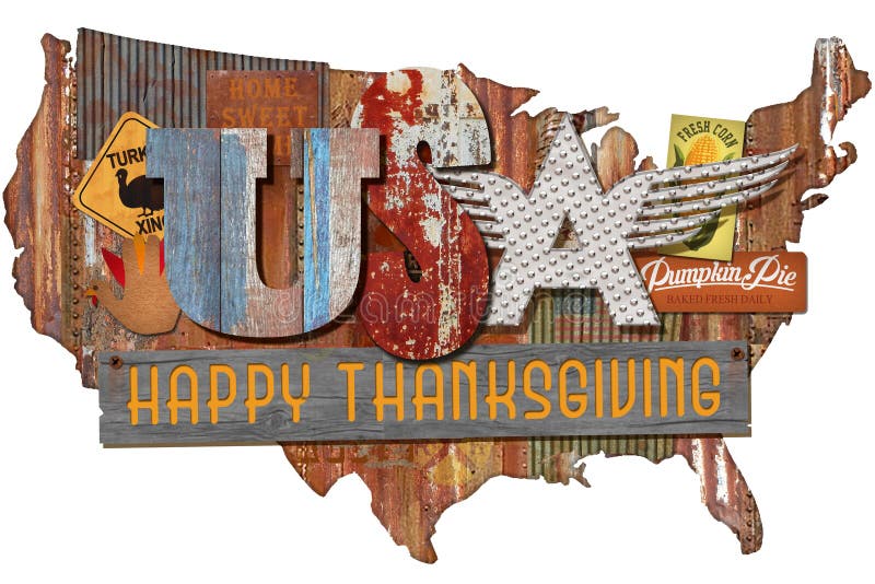 Happy Thanksgiving American Folk Art Sign Logo Design Art Rustic Vintage Hand Made