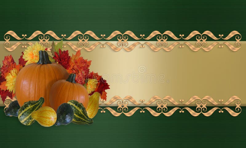 Immagine, Illustrazione e di composizione per l'Autunno, Cadere o di Halloween, del Ringraziamento, invito, Bandiera, bordo o uno sfondo, di raso verde, accenti d'oro con copia spazio.