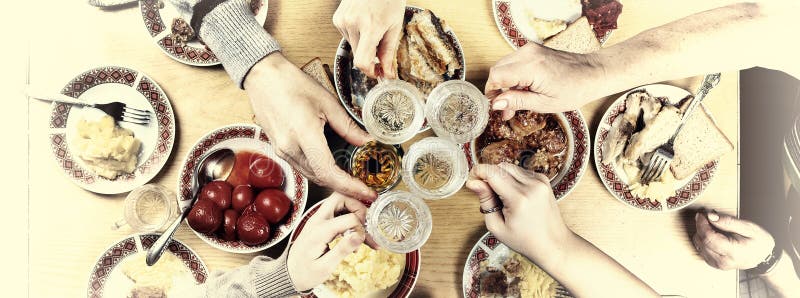 Thanksgiving, Christmas. A gala dinner with family. royalty free stock photography Thanksgiving, Christmas. A gala dinner with family. royalty free stock photography