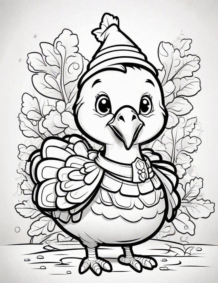 Thanksgiving Coloring Book Graphics for Children and Adults Stock