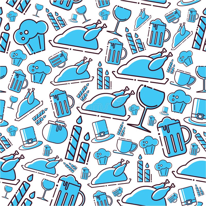 Thanksgiving Colour Icons Theme Set Stock Illustration Illustration