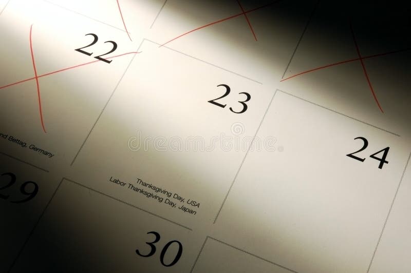 Thanksgiving Day Date On Calendar Background Closeup Stock Photo, Picture  and Royalty Free Image. Image 52592074.