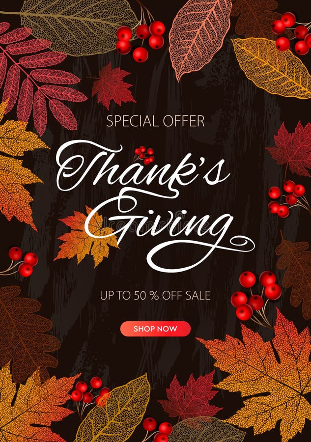 Thanksgiving day banner background. Celebration quotation for card, vector illustration. Autumn season inscription