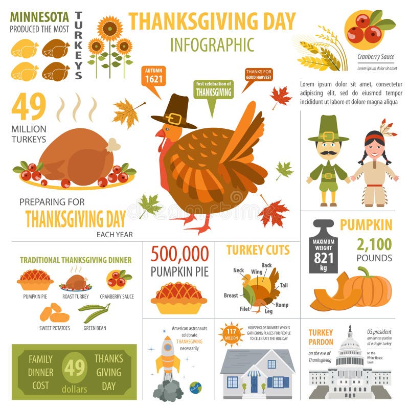 Thanksgiving Day, Interesting Facts In Infographic. Graphic Temp Stock ...