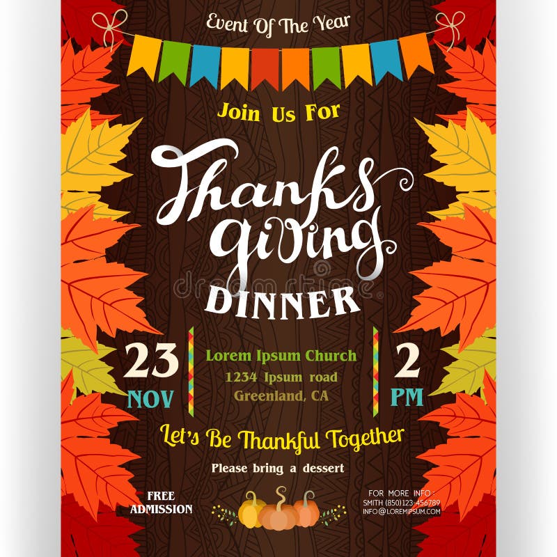 Thanksgiving Dinner Poster Template with Colorful Border from Autumn ...