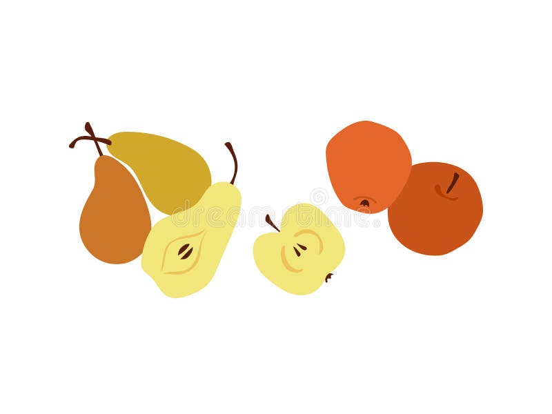 Thanksgiving fruits illustration. Fall harvest fruits - apple and pear. Decorative elements Happy Thanks giving day stock illustration