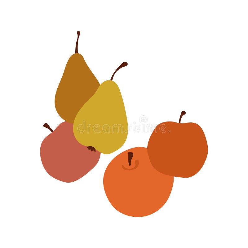 Thanksgiving fruits illustration. Fall harvest fruits - apple and pear. Decorative elements Happy Thanks giving day vector illustration
