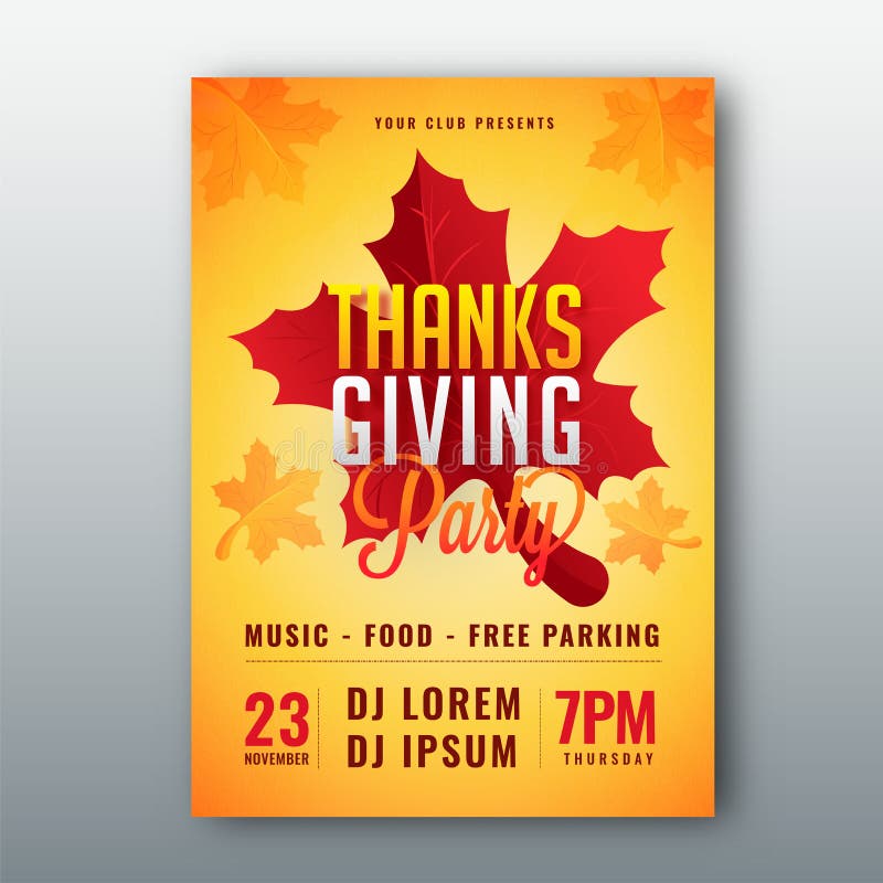 Thanksgiving Party Template, Flyer Design with Time, Date and Venue ...