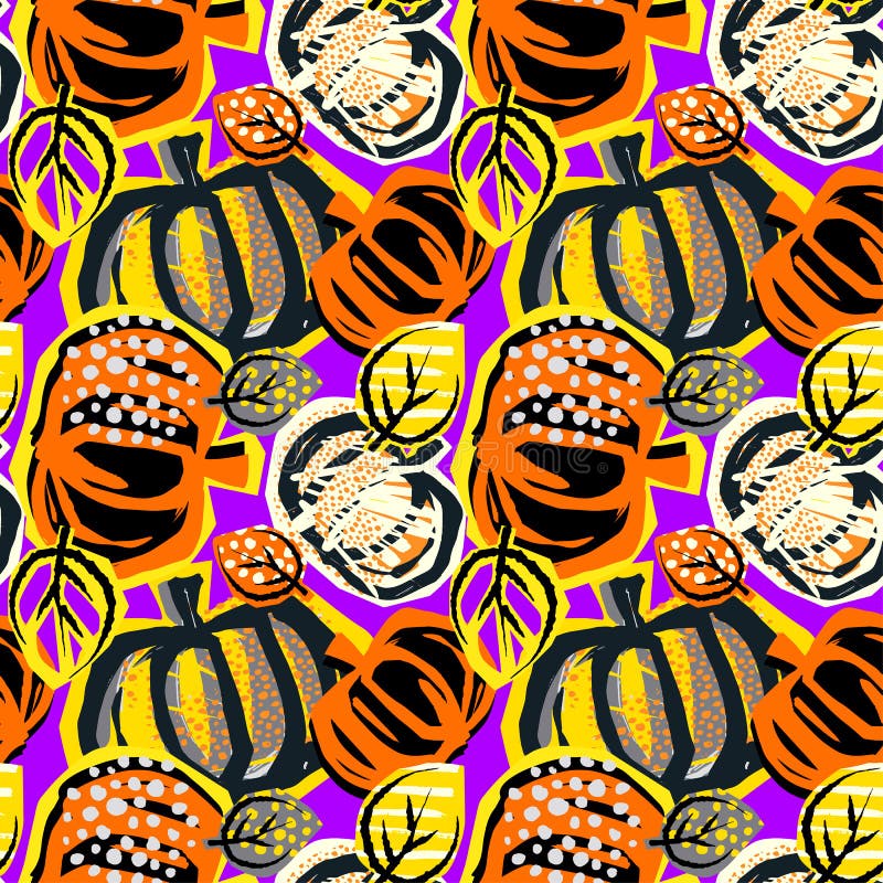 Thanksgiving Pumpkin Seamless Pattern Stock Illustration - Illustration ...