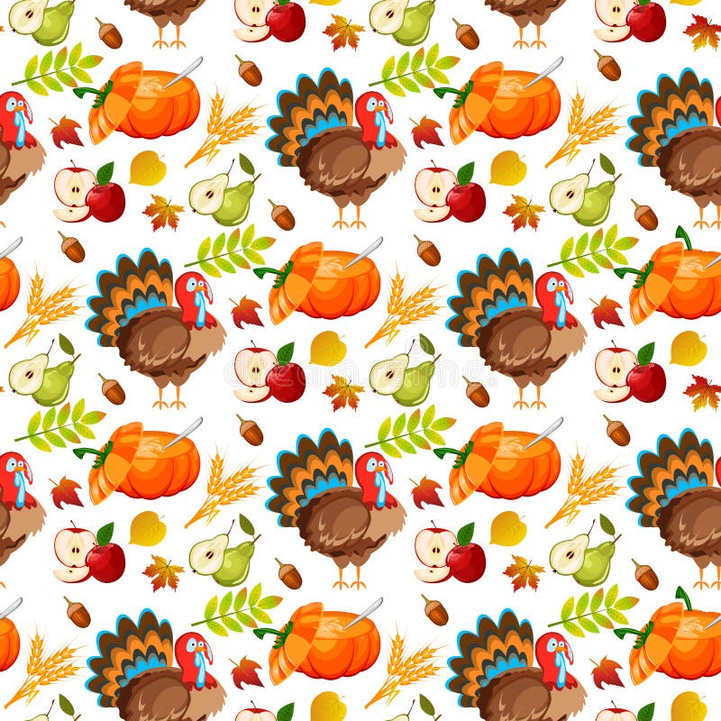 Thanksgiving Seamless Pattern Stock Vector - Illustration of cake, tile ...