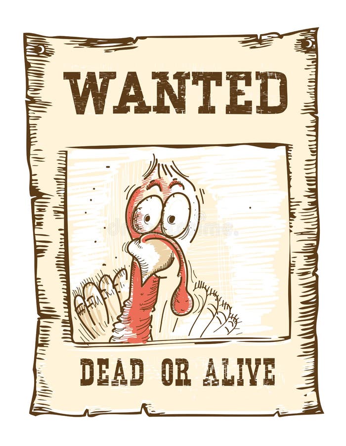 Thanksgiving turkey bird.Wanted funny illustration on old paper