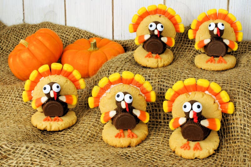 Thanksgiving Turkey Shaped Cookies Stock Photo - Image of group, five ...