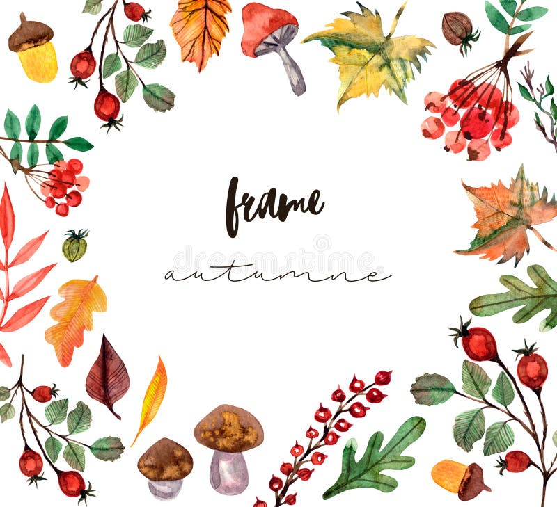 Thanksgiving watercolor illustration. Wreath, garland, circle of autumn flowers, herbs and leaves royalty free illustration Thanksgiving watercolor illustration. Wreath, garland, circle of autumn flowers, herbs and leaves royalty free illustration