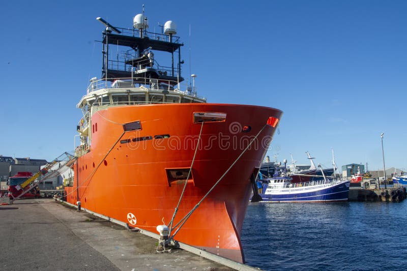 This is Oil Rig plot Ship, at Fraserburgh Harbour. Aberdeenshire, Scotland, UK.