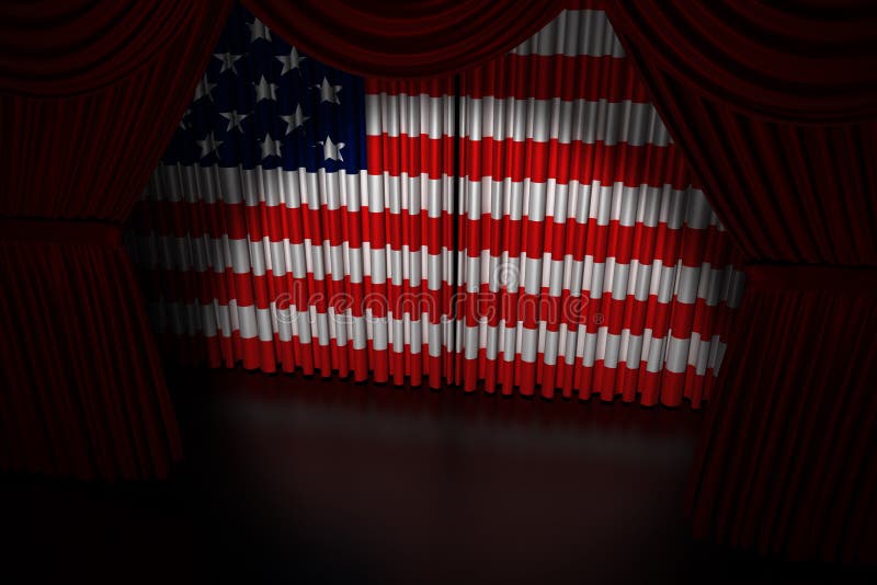 Theater Curtain with Flag Usa Stock Illustration Illustration of stage, movie 27282187