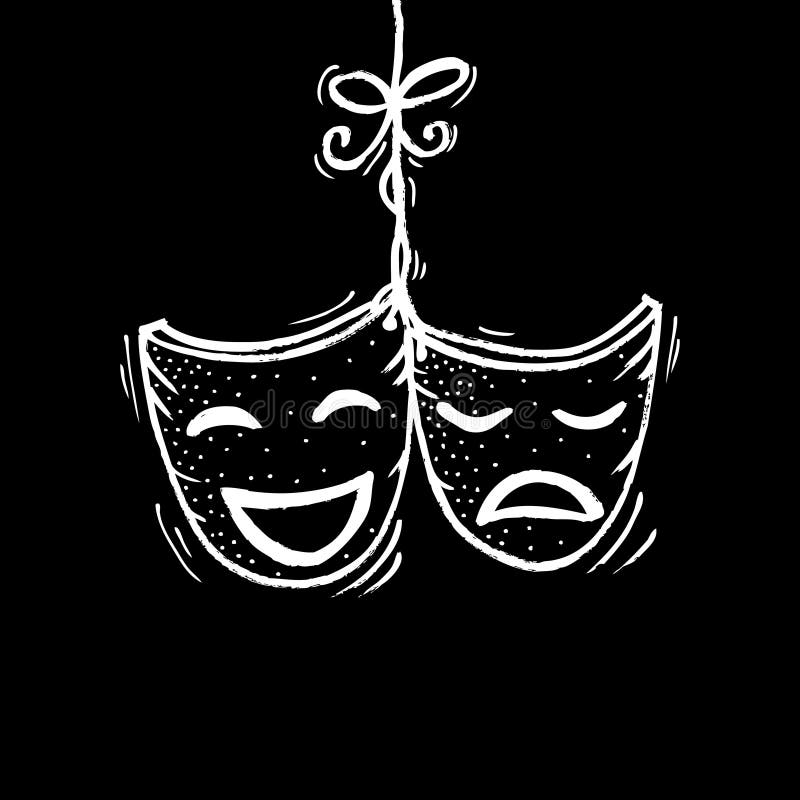 Theater Masks Line Drawing Stock Illustrations 152 Theater Masks Line