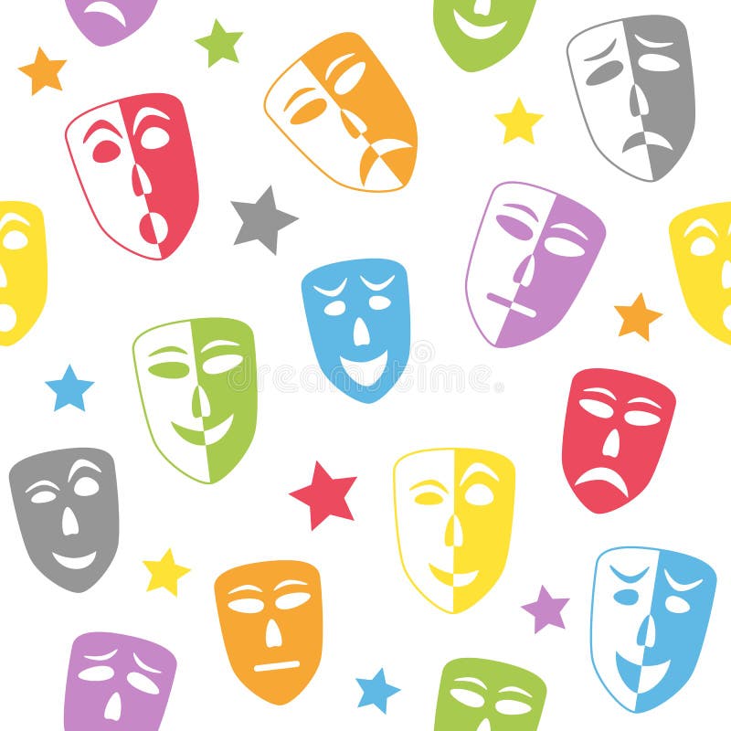 Theater Masks Seamless Pattern