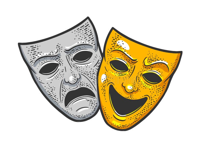 Theater Masks Sketch Vector Illustration Stock Vector - Illustration Of  Clipart, Performance: 211238203