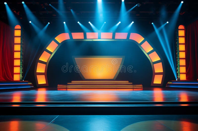 Theater Stage Light Background with Spotlight Illuminated the Stage for