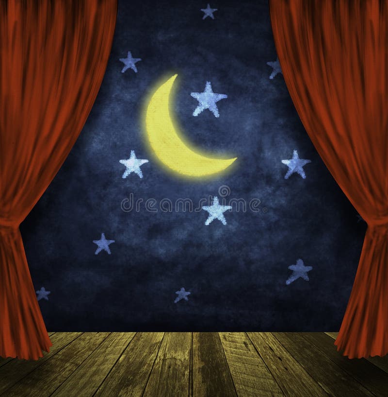 Theater stage with moon and stars