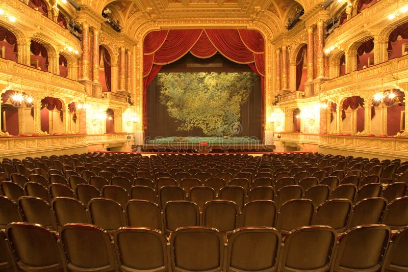 Theater stage with red velvet