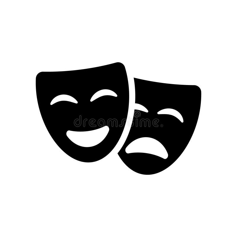 Theatre Mask Icon Silhouette. Theatre Drama Comedy Vector Icon, Actor