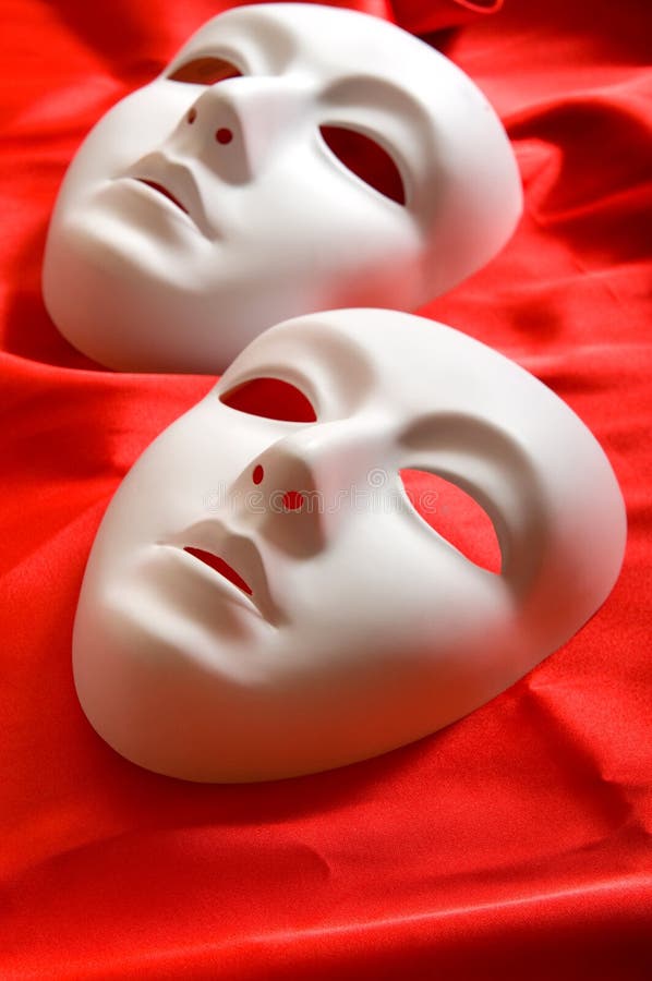 Theatre concept with the white plastic masks. Theatre concept with the white plastic masks