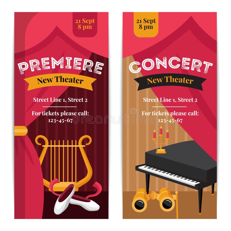 Theatre Poster Banners Set vector illustration Theatre Poster Banners Set vector illustration