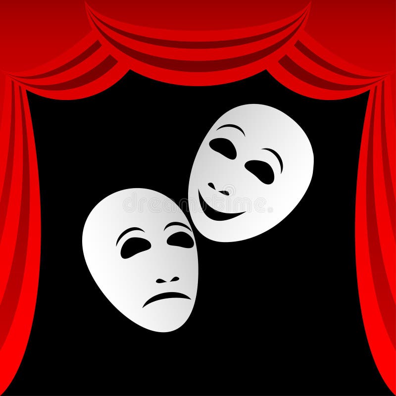 Theatrical Masks, Scene, Curtain Stock Vector Illustration of regard