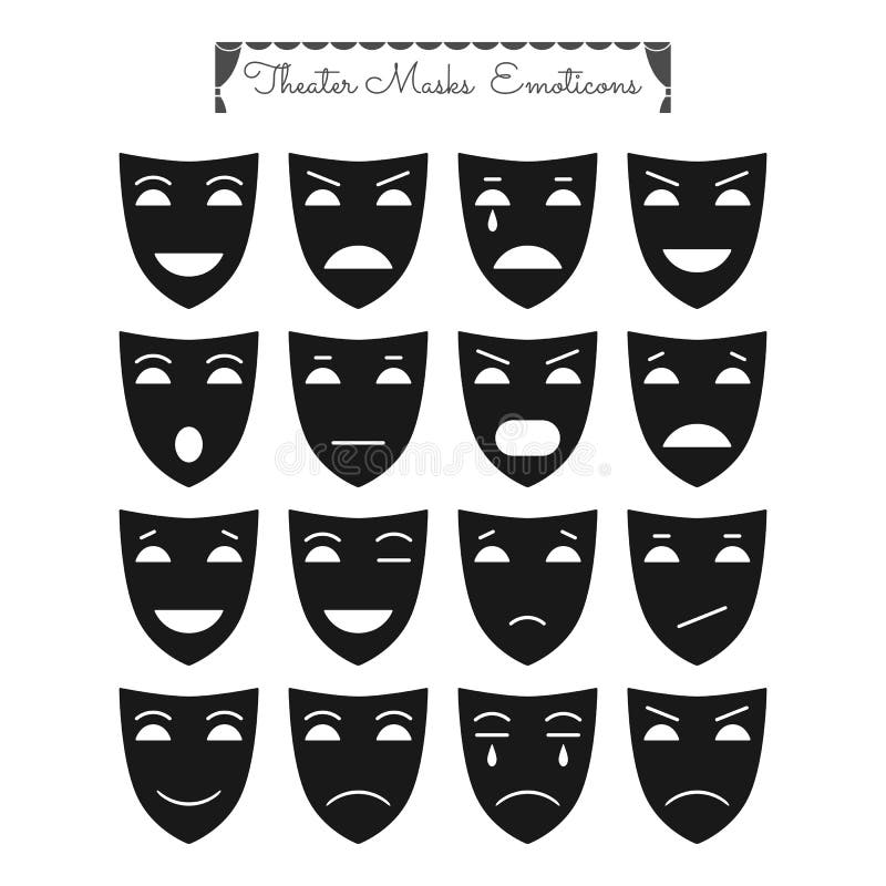 Theatrical Masks, Emoticons Stock Vector Illustration of grief