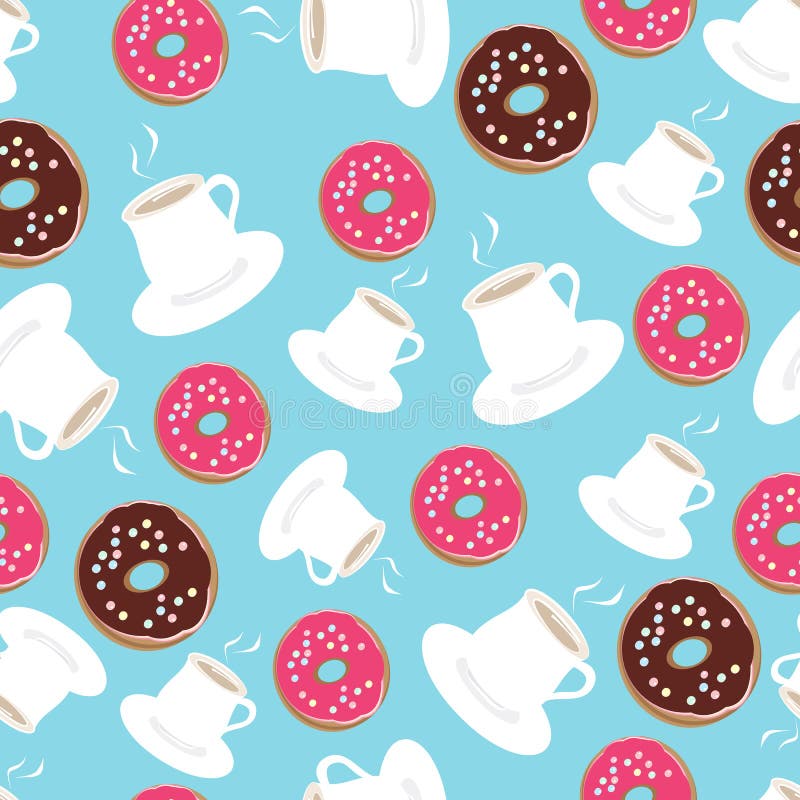 Thee en donuts naadloos patroon als achtergrond stock illustratie Thee en donuts naadloos patroon als achtergrond stock illustratie
