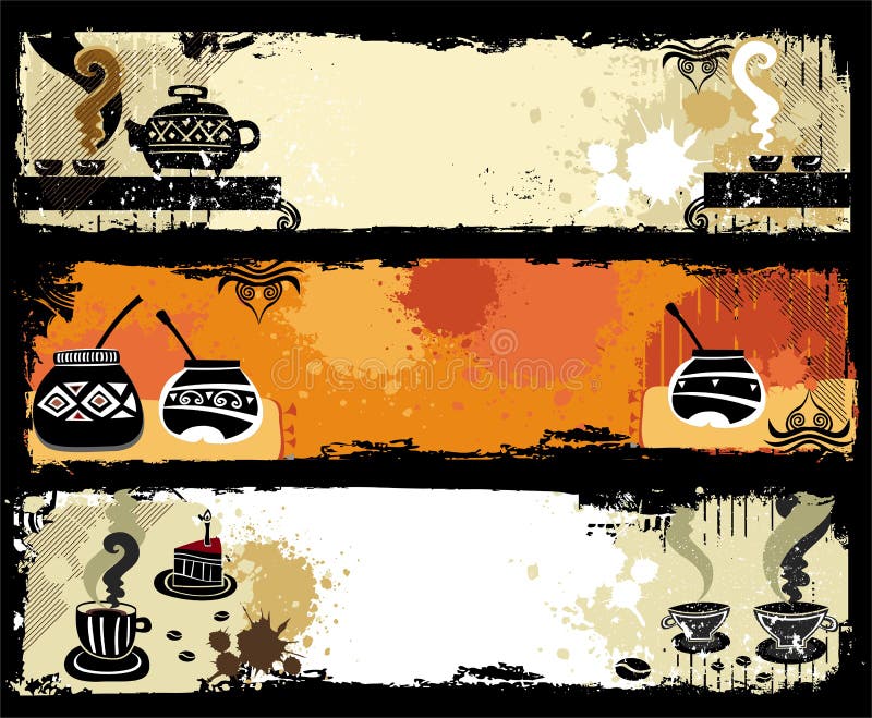 Thee, koffie, de banners van de yerbapartner. royalty-vrije illustratie Thee, koffie, de banners van de yerbapartner. royalty-vrije illustratie