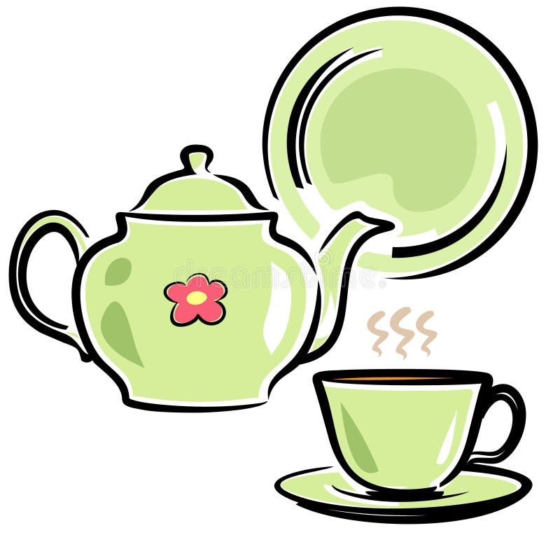 Cute Teapot Met Smiley Face Cartoon Vector Illustratie - Illustration ...