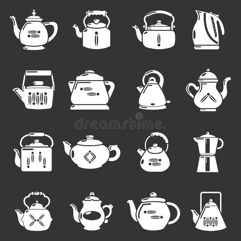 Download Theepotpictogrammen Geplaatst Grijze Vector Vector Illustratie - Illustratie bestaande uit besnoeiing, art: 114225591