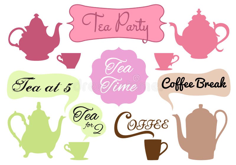 Theetijd, koffiepauze, vector vector illustratie Theetijd, koffiepauze, vector vector illustratie