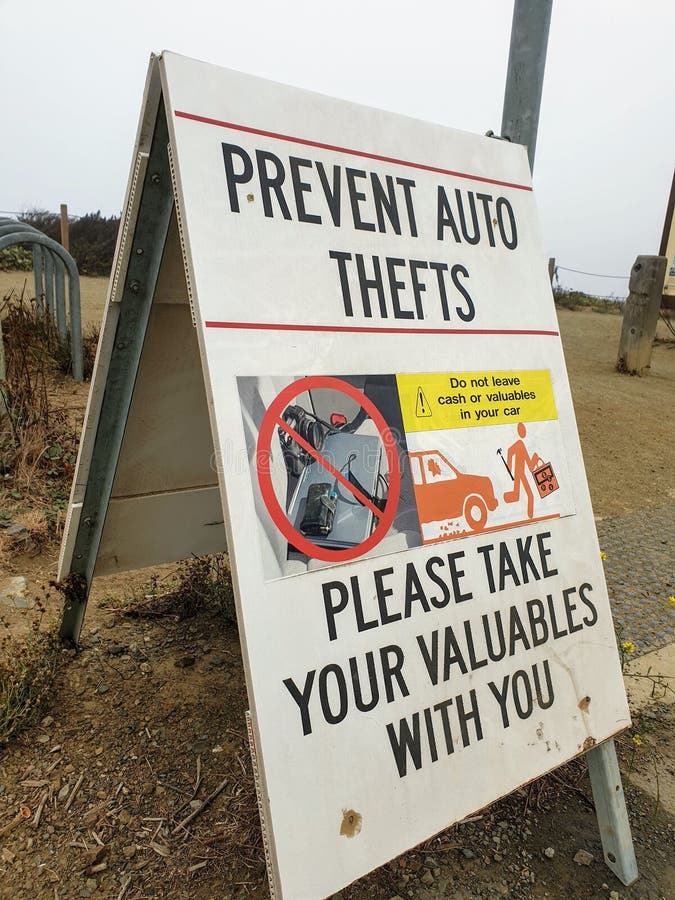Theft Prevention Sign in San Francisco Editorial Stock Photo Image of